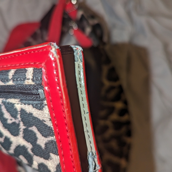 Coach bag red and leopard print with matching wallet - Picture 12 of 16